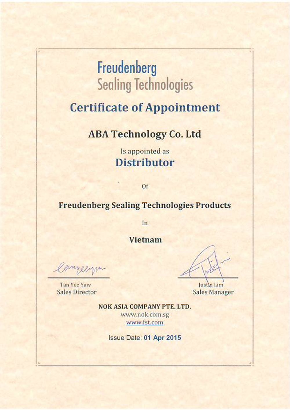 Chứng thư đại lý Freudenberg
